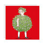 Christmas cards design of a young girl cocooned in mistletoe